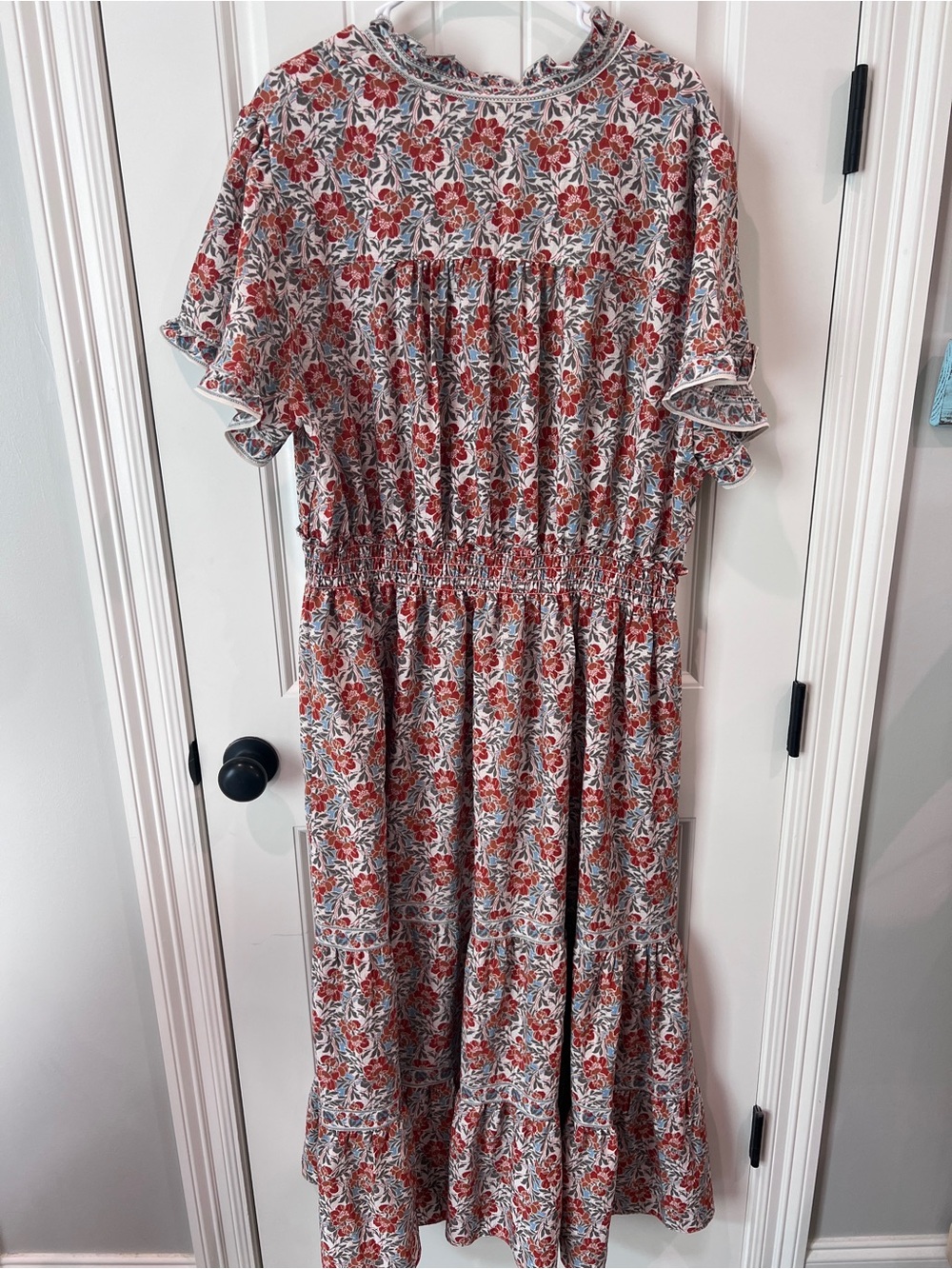 Floral Fall Smocked Waist Maxi Dress - Picture 5 of 5